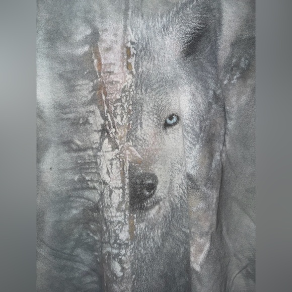 Vintage The Mountain Wolf Tie Dye Shirt Behind an Aspen Tree XL Nature Grunge 90 - Picture 3 of 7